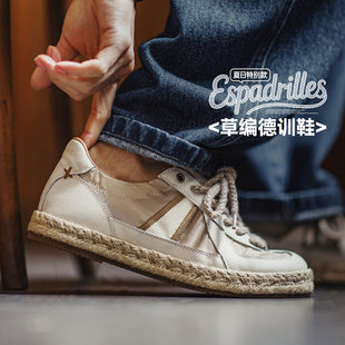 休闲透气布鞋 马登草编德训鞋 春夏季 半拖男士 渔夫鞋 板鞋 新款 潮薄款