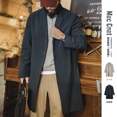 马登工装美式复古通勤中长款风衣