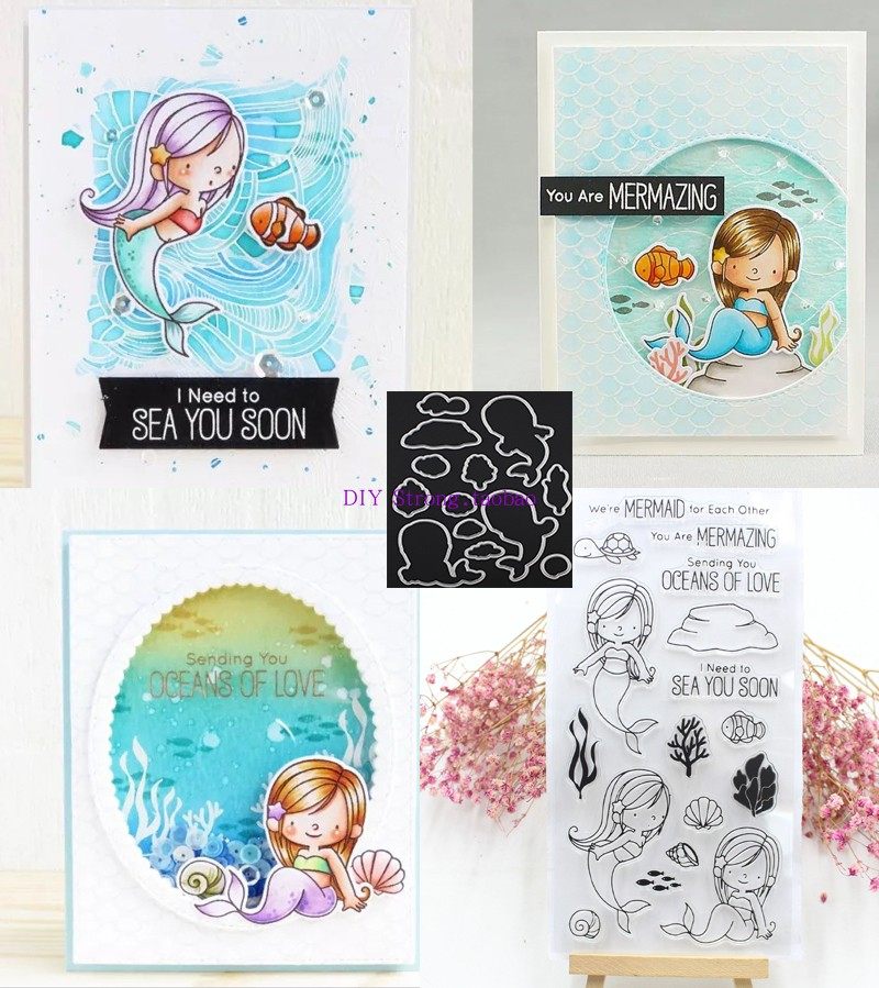 切割模板DIY模具cutting die贺卡相册Scrapbook+印章 美人鱼KC02
