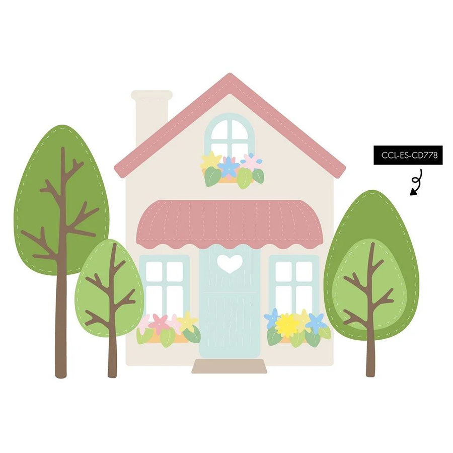 6156房子树木切割模板DIY模具 cutting die贺卡Scrapbook手账制作