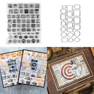 万圣节复古标签 scrapbook DIY 切割模具蚀刻压花模具+透明印章