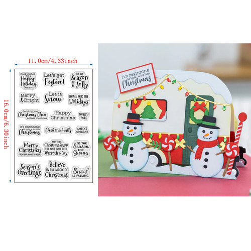 7801圣诞英文 Scrapbook DIY手账 剪贴簿相册卡片TPR透明硅胶印章