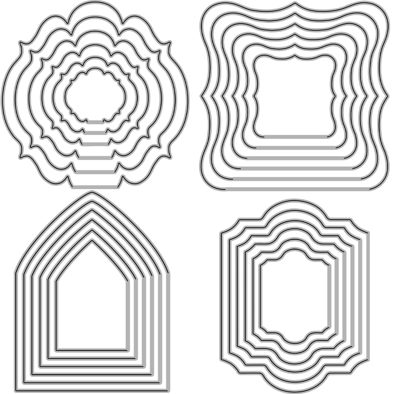 4款折叠基础框 切割模板DIY模具 cutting die贺卡Scrapbook制作