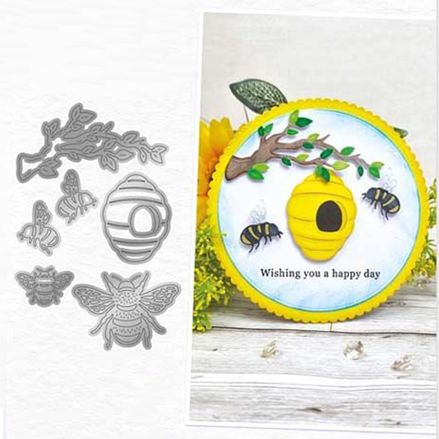 6341蜂窝蜜蜂切割模板DIY模具 cutting die贺卡Scrapbook手账制作