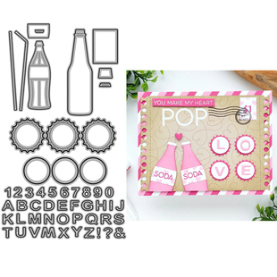 6530瓶盖瓶子英文切割模板DIY模具 die手账Scrapbook制作 cutting