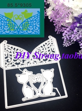 切割模板DIY模具cutting die贺卡相册Scrapbook制作工具猫贺卡C17