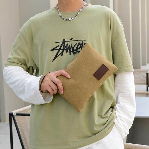 新款男士手包帆布潮流大容量个性手拿包男款手腕休闲钱包便携手提