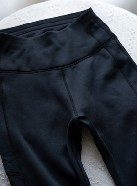 轻户外Polartec徒步运动保暖加厚弹力紧身打底裤女提臀黑色瑜伽裤