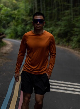 可机洗美利奴羊毛长袖T恤男士户外越野跑步上衣美丽诺羊毛运动t恤