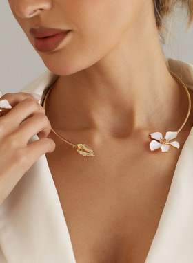 欧美跨境饰品法式轻奢珐琅花朵手