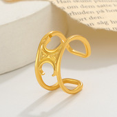 欧美凯旋门双层戒指女 饰指环 巴洛克复古花纹开口食指戒简约装