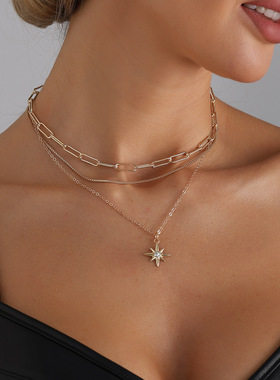 欧美跨境饰品时尚简约风镶钻啊芒