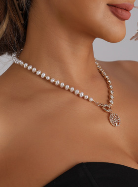 欧美跨境饰品水滴珍珠几何钻石镂