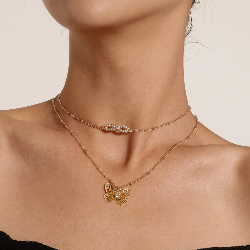 欧美跨境饰品满钻8字立体蝴蝶吊