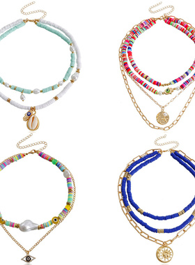 欧美跨境饰品夏季波西米亚多层彩