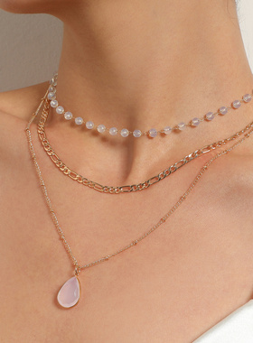 欧美跨境饰品多元素蛋白珠水晶吊