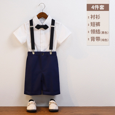 男宝宝周岁礼服套装夏季男童小西装帅气儿童背带裤两件套花童主持 — 6