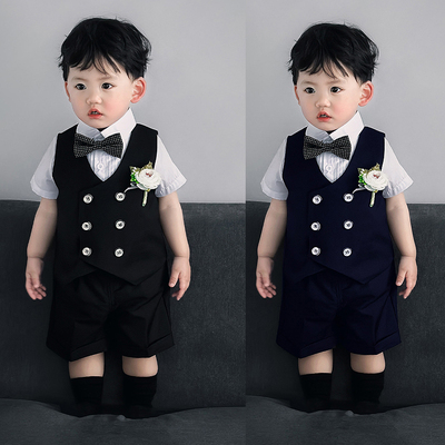 洋气男宝宝礼服套装夏季马甲西装