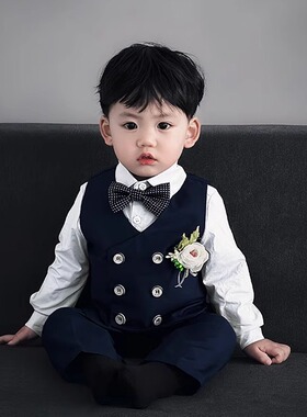 婴幼儿西装套装秋季宝宝衣服洋气周岁礼服男童西服花童婚礼演出服