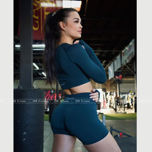 现货 新色ALPHALETE 女AMPLIFY SHORT 4.5运动健身高腰褶皱显臀短