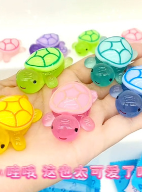 抖音夜光小乌龟玩具对对碰发光摆件模型玩偶配件发光鱼缸造景