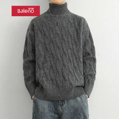 班尼路加厚毛衣可翻高领针织衫潮