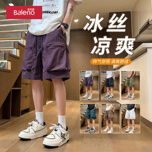 2025夏季 冰絲速干運(yùn)動(dòng)五分褲 短褲 潮牌寬松休閑褲 子 男士 班尼路工裝
