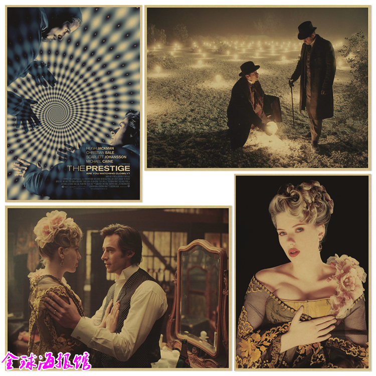 致命魔术 the prestige 欧美电影海报复古牛皮纸装饰画 斯嘉丽