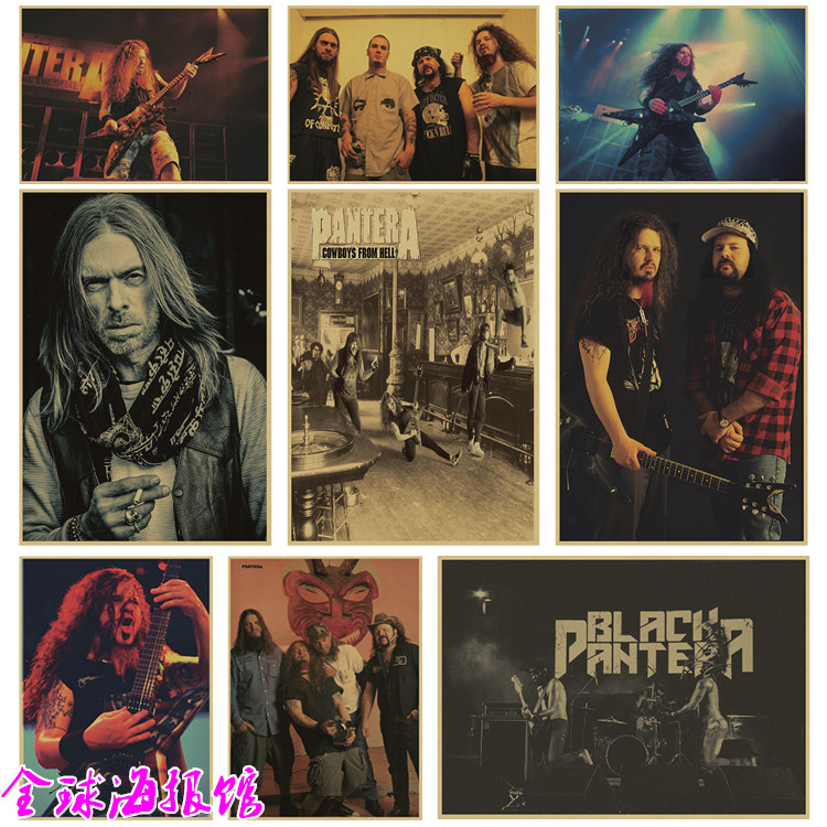 潘多拉乐队 pantera 摇滚乐队复古牛皮纸装饰画酒吧宿舍挂画