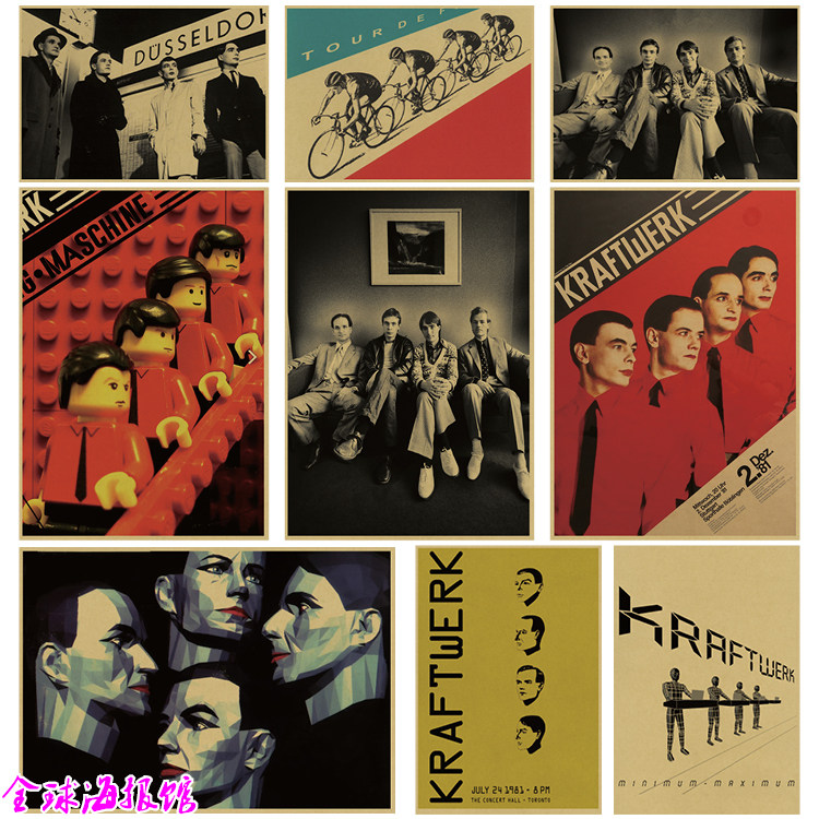 Kraftwerk 发电站乐队 电子音乐海报复古牛皮纸装饰画酒吧挂画