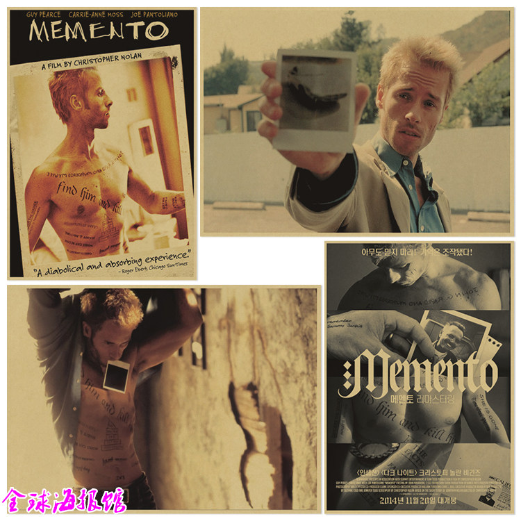 memento 记忆碎片 美国经典惊悚电影海报复古牛皮纸装饰画挂画