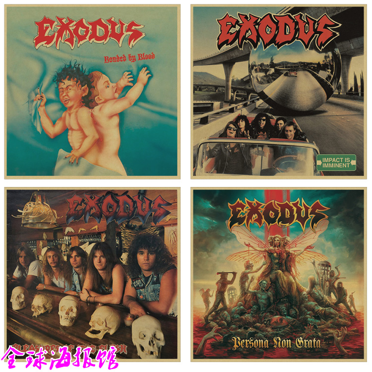 Exodus 摇滚乐队 专辑封面 复古文艺牛皮纸海报酒吧宿舍装饰画