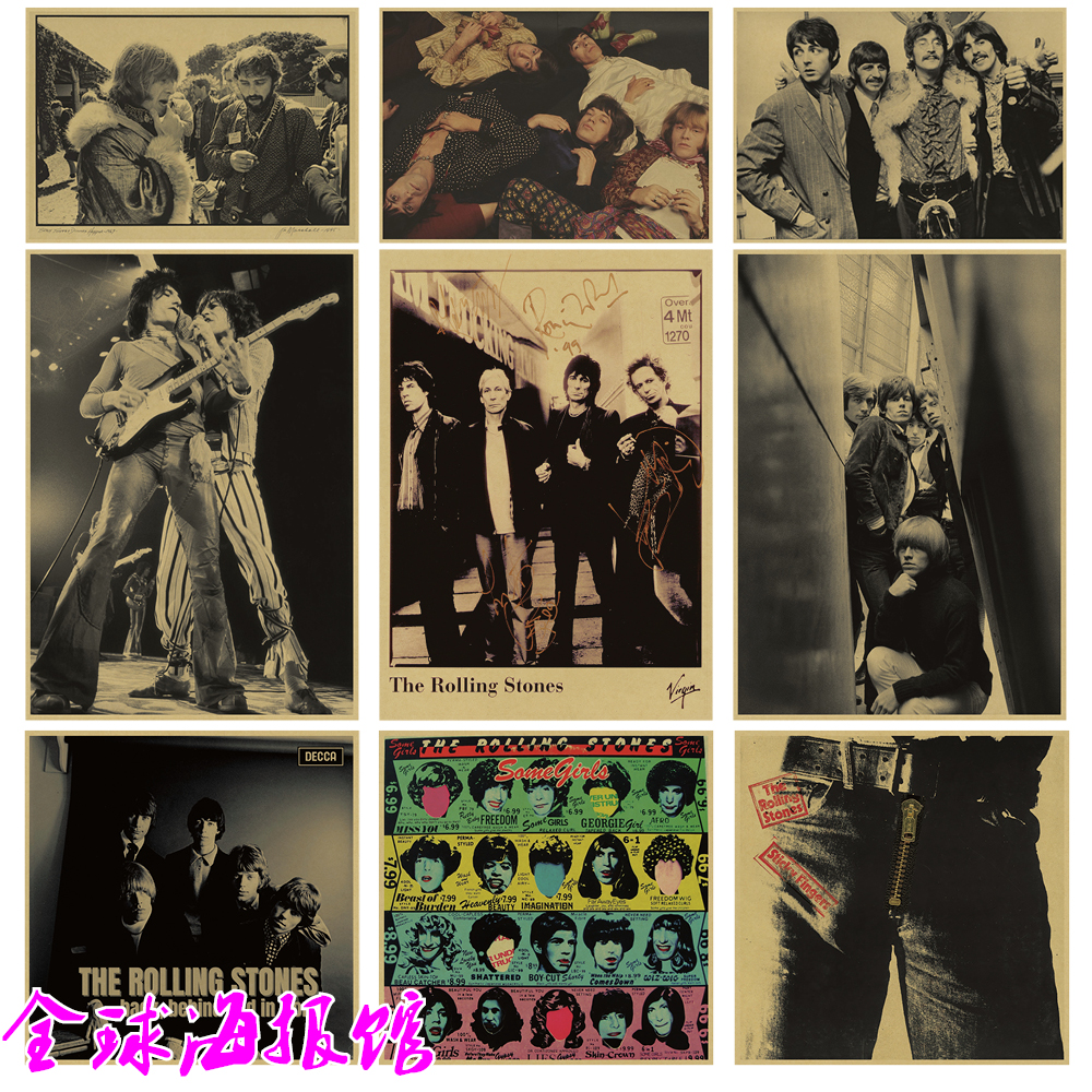 滚石乐队摇滚音乐牛皮纸海报