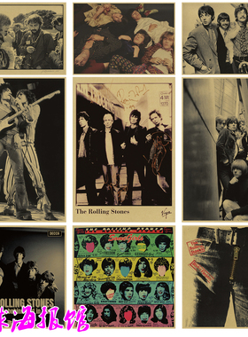 the rolling stones 滚石乐队摇滚音乐牛皮纸海报酒吧琴行装饰画