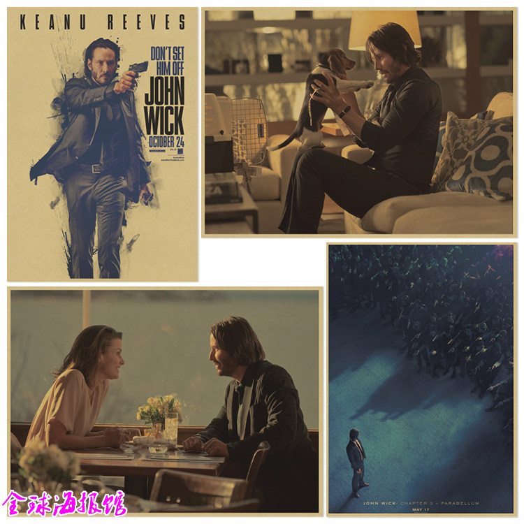 john wick 疾速追杀 备战  特工 电影海报牛皮纸装饰画基努里维斯