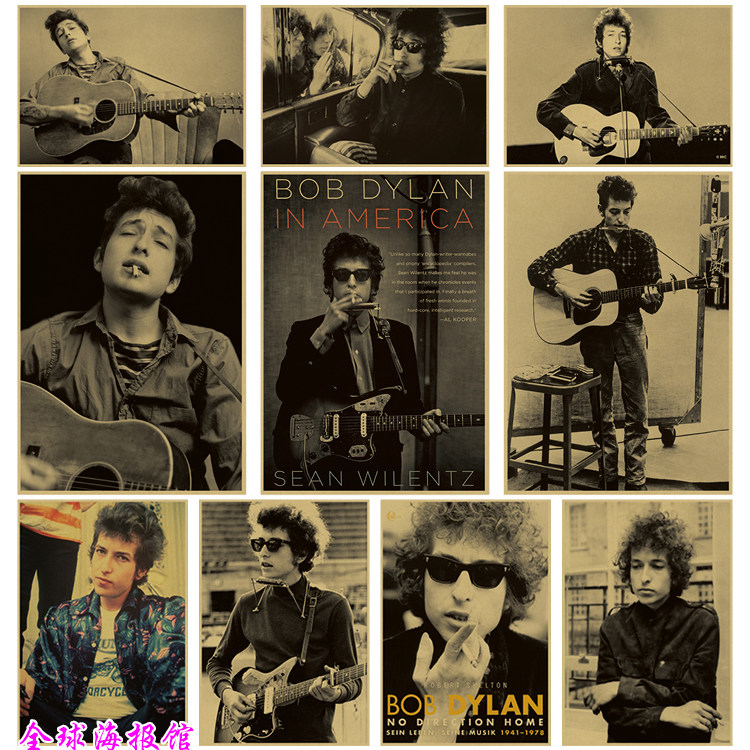 鲍勃迪伦 bob dylan 牛皮纸海报招贴装饰画 民谣诗人酒吧墙挂画芯
