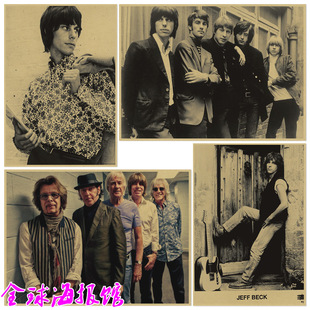 Jeff Beck The Yardbirds吉他手 摇滚乐队复古文艺牛皮纸音乐海报