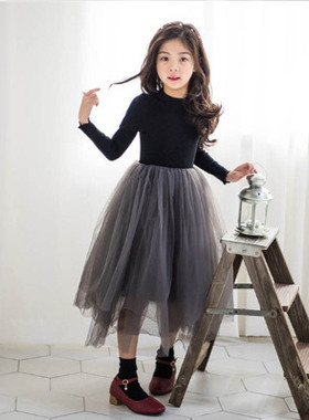 女童春装连衣裙2019新款春秋季新款韩版洋气中大儿童公主网纱长裙