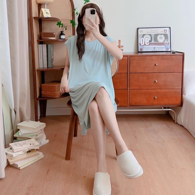 大码睡裙女夏季无袖莫代尔高级感200斤带胸垫背心睡衣性感家居服