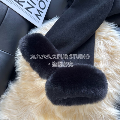 仿狐狸毛大衣袖套保暖松紧扣眼毛毛套袖可拆卸防风袖口护手环女冬