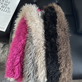 秋冬时髦保暖加厚仿羊毛长款 皮草围脖凹造型双面长毛毛绒围巾女
