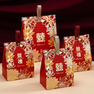 手提高级感订婚伴手礼品袋糖果礼盒空盒 结婚用品大全喜糖盒子中式