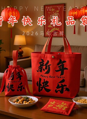 2026新年快乐帆布袋马年公司年会送客户员工新年礼物伴手礼品袋子