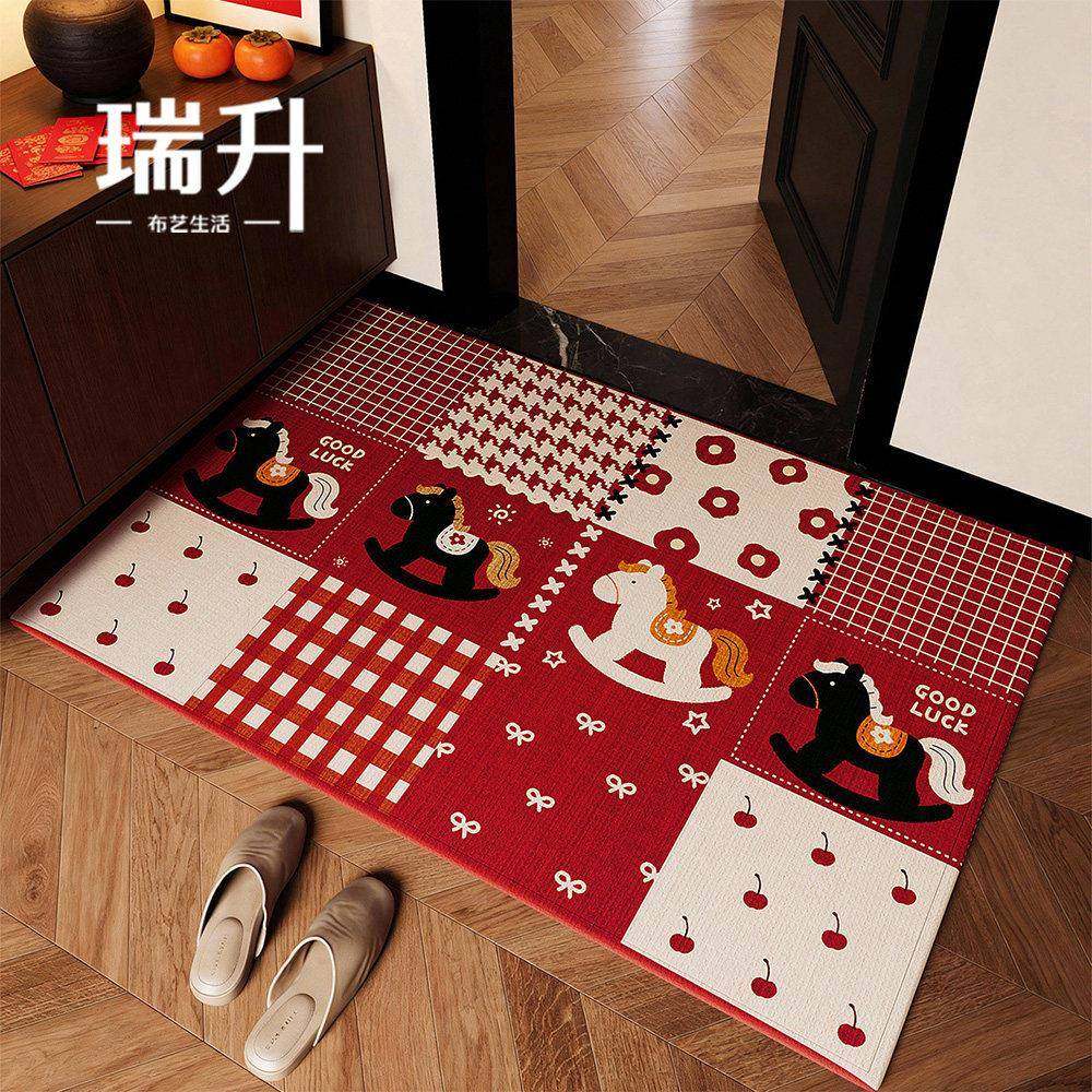 喜庆摇摇椅马年入户门地垫新款丝圈免打理可裁剪家用门口进门脚垫,居家布艺,入户地垫,淘宝优惠券,粉丝福利购,淘宝优惠卷