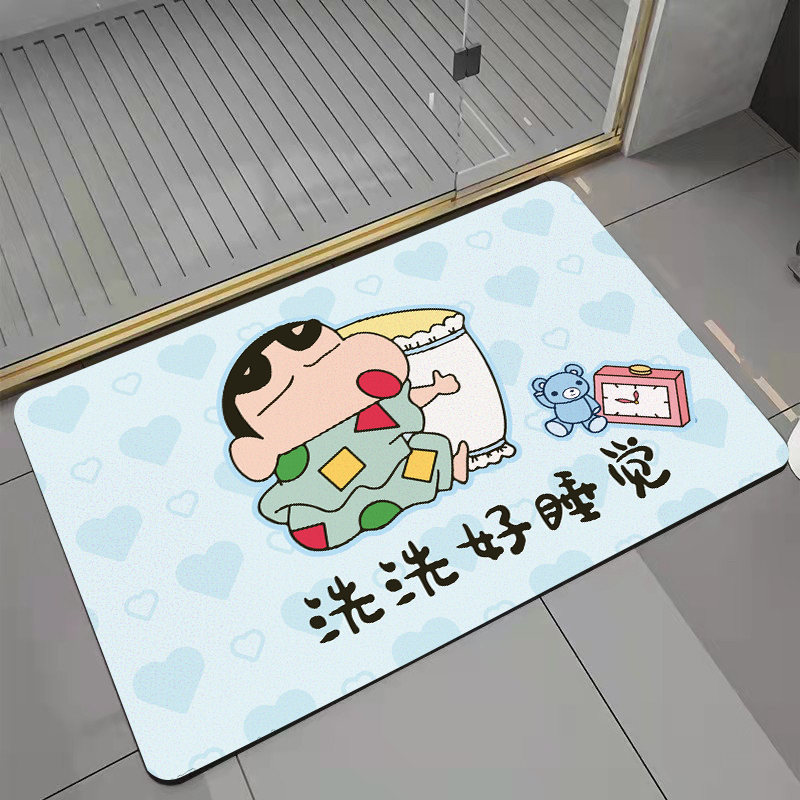 蜡笔小新卡通浴室地垫硅藻泥吸水垫家用卫生间门口防滑垫速干脚垫