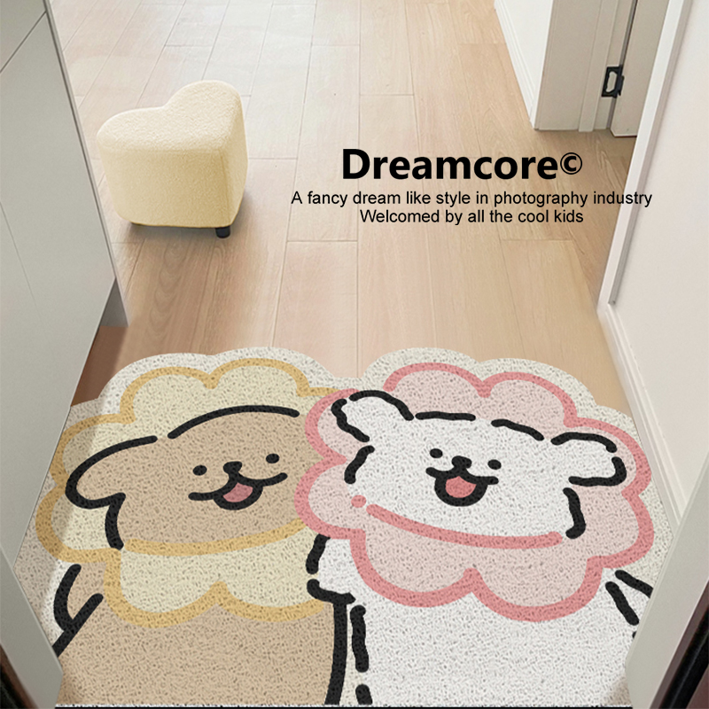 线条小狗可爱地毯入户门