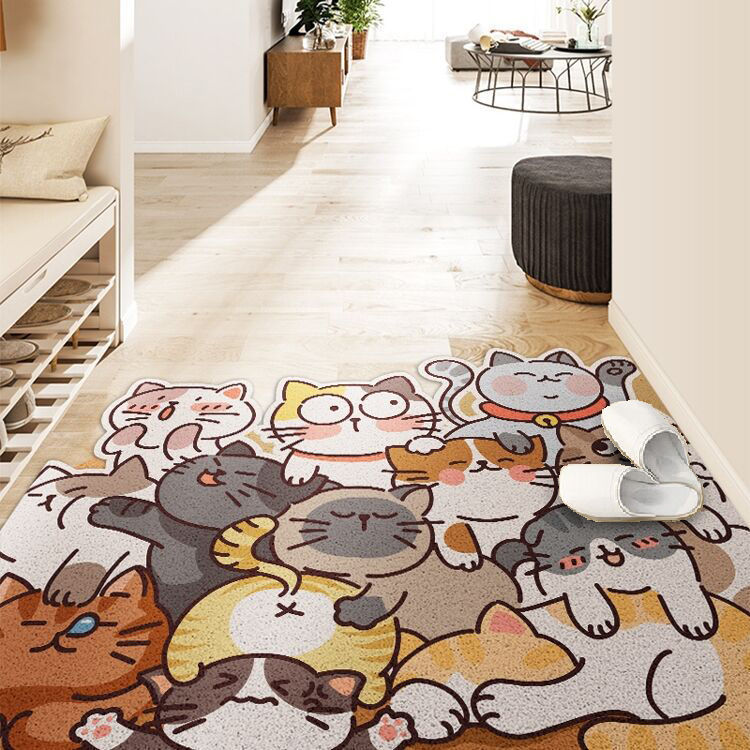 可爱卡通动物可裁剪门垫防滑蹭土