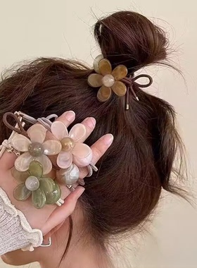 可爱又耐看~简约亚克力花朵头绳高弹力皮筋女扎头发绳ins加粗发圈