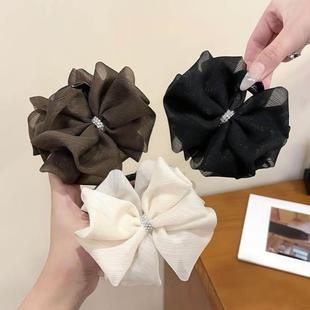 诗泊雅 高级感网纱蝴蝶结后脑勺抓夹女发量少气质半扎发发夹鲨鱼