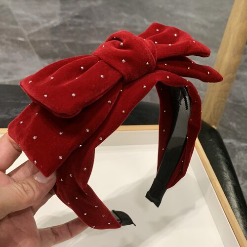 秋冬高级感复古发卡丝绒双层蝴蝶结发箍宽边高颅顶显脸小头箍头饰